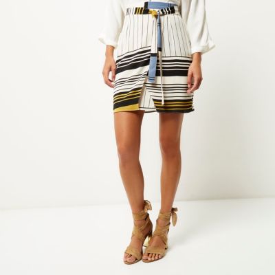 Blue stripe print skirt